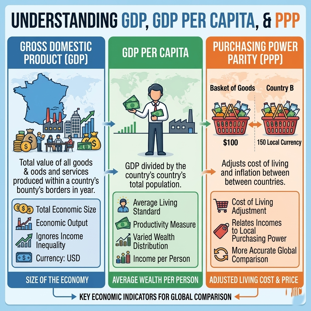 GDP GDP per Capita and PPP